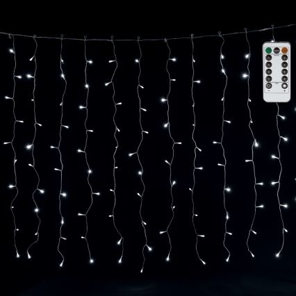 Aigostar - Zewnętrzny świąteczny łańcuch świetlny LED 300xLED/8 funkcji 3x1m IP44 zimna biel + z pilotem zdalnego sterowania