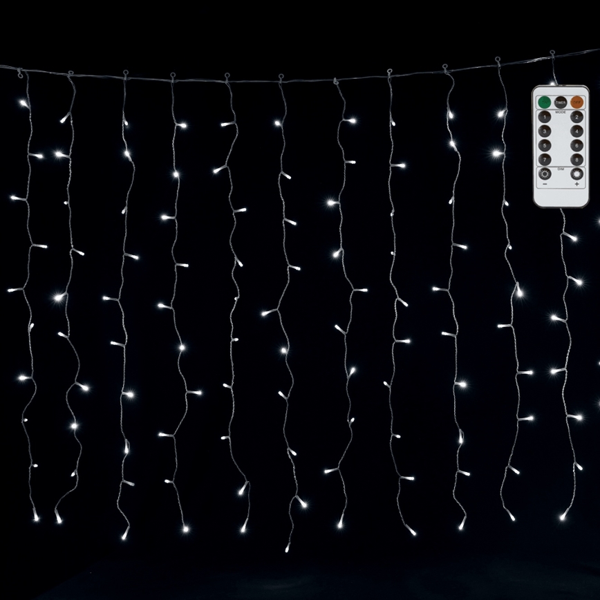 Aigostar - Zewnętrzny świąteczny łańcuch świetlny LED 300xLED/8 funkcji 3x1m IP44 zimna biel + z pilotem zdalnego sterowania