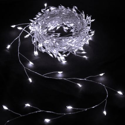 Aigostar - LED zewnętrzny łańcuch świąteczny 300 diod LED/8 funkcji 3xAA 9,3m IP44 zimna biel