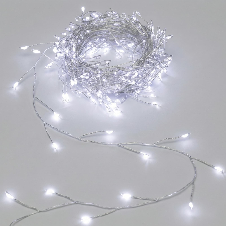 Aigostar - LED zewnętrzny łańcuch świąteczny 300 diod LED/8 funkcji 3xAA 9,3m IP44 zimna biel