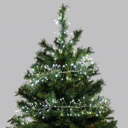 Aigostar - LED zewnętrzny łańcuch świąteczny 300 diod LED/8 funkcji 3xAA 9,3m IP44 zimna biel