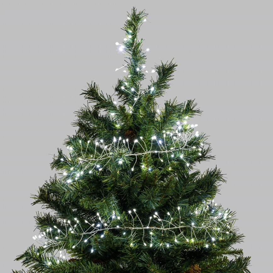 Aigostar - LED zewnętrzny łańcuch świąteczny 300 diod LED/8 funkcji 3xAA 9,3m IP44 zimna biel