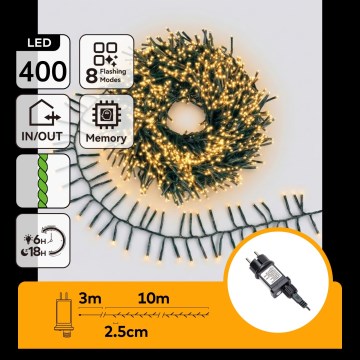 Aigostar - LED Zewnętrzny łańcuch świąteczny 400xLED/8 funkcji 13m IP44 ciepła biel