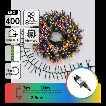 Aigostar - LED zewnętrzny łańcuch świąteczny 400xLED/8 funkcji 13m IP44 wielokolorowy