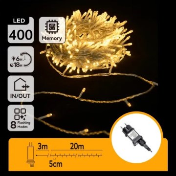 Aigostar - LED Zewnętrzny łańcuch świąteczny 400xLED/8 funkcji 20m IP44 ciepła biała