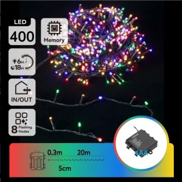 Aigostar - LED Zewnętrzny łańcuch świąteczny 400xLED/8 funkcji 4xAA 20,3 m IP44 wielokolorowy