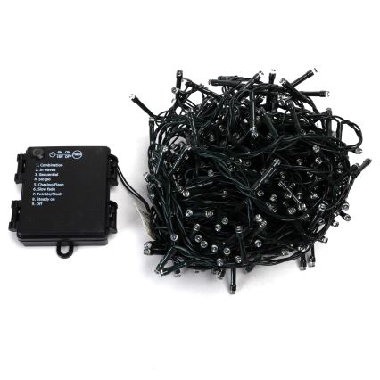 Aigostar - Zewnętrzny łańcuch świąteczny LED 400 diod/8 funkcji, zasilanie 4×AA, długość 20,3 m, IP44, wielokolorowy