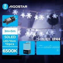 Aigostar - LED Zewnętrzny łańcuch świąteczny 50xLED/8 funkcje 8m IP44 zimny biały