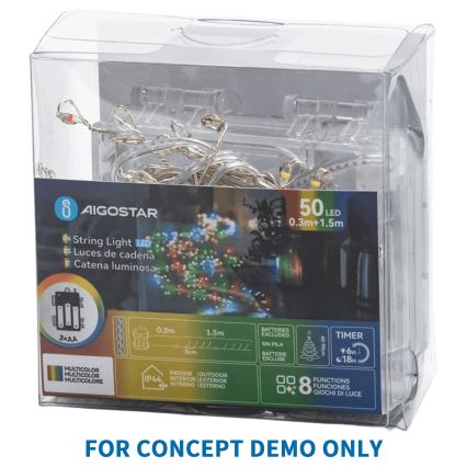 Aigostar - LED zewnętrzny łańcuch świąteczny 50xLED/8 funkcji 3xAA 1,8m IP44 ciepła biała