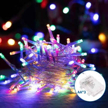 Aigostar - LED zewnętrzny łańcuch świąteczny 50xLED/8 funkcji 3xAA 5,3m IP44 wielokolorowy