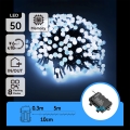 Aigostar -LED Zewnętrzny łańcuch świąteczny 50xLED/8 funkcji 3xAA 5,3m IP44 zimna biel