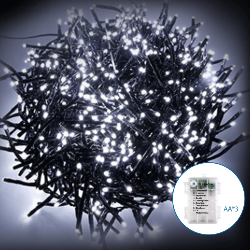 Aigostar - LED Zewnętrzny łańcuch świąteczny 50xLED/8 funkcji 3xAA 5,3m IP44 zimna biel