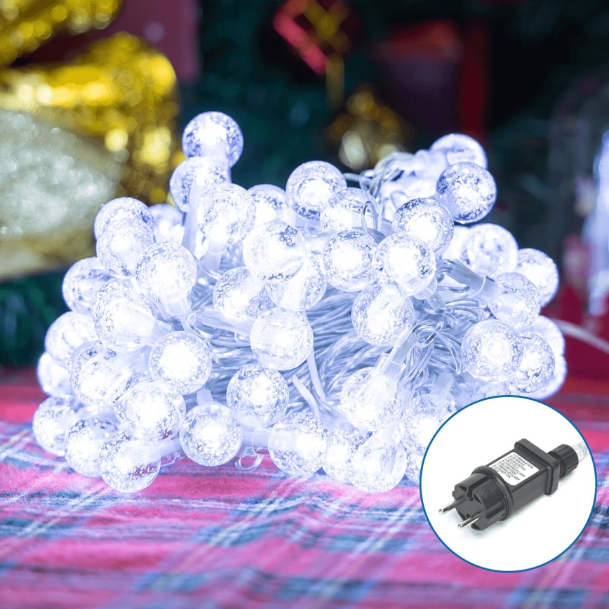 Aigostar - LED Zewnętrzny łańcuch świąteczny 50xLED/8 funkcji 8m IP44 zimna biel