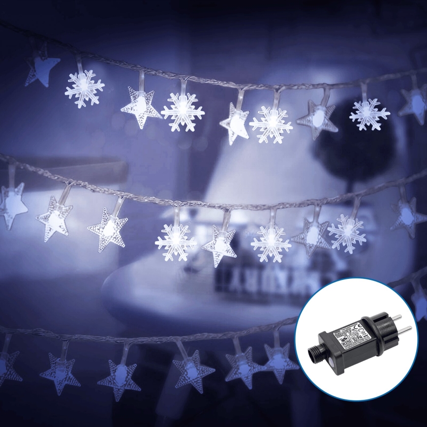 Aigostar - LED Zewnętrzny łańcuch świąteczny 50xLED/8 funkcji 8m IP44 zimna biel