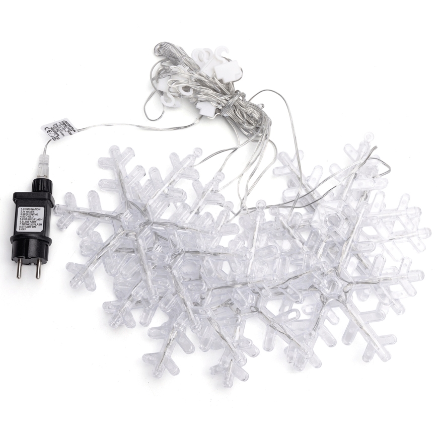 Aigostar - Zewnętrzny łańcuch świąteczny LED 84xLED/8 funkcji 1,2x1m IP44 ciepła biała, śnieżynki