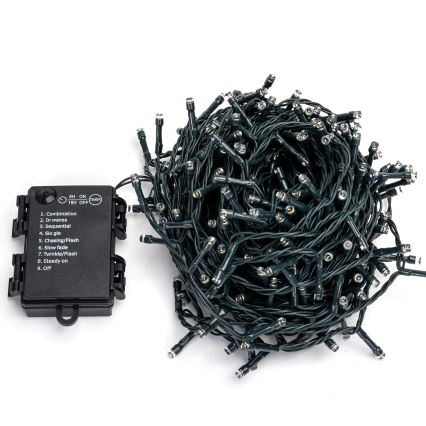 Aigostar-LED Zewnętrzny łańcuch świetlny 300xLED/8 funkcji 3xAA 15,3m IP44 ciepła biała