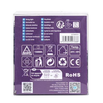 Aigostar-LED Zewnętrzny łańcuch świetlny 300xLED/8 funkcji 3xAA 15,3m IP44 ciepła biała