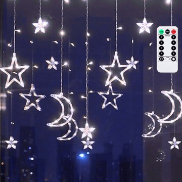 Aigostar - LED zewnętrzny łańcuch świetlny świąteczny 120xLED/6W/230V/8 funkcji 3x0,6m IP44 zimne białe światło + zdalne sterowanie