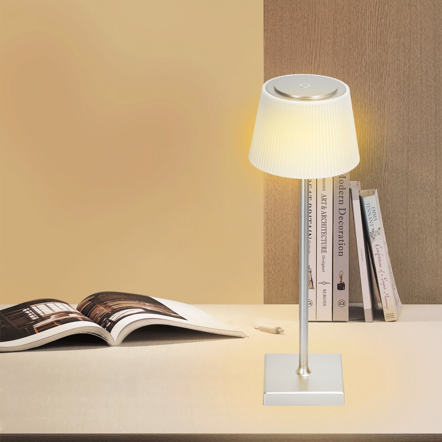 Aigostar - LED Zewnętrzna ściemnialna akumulatorowa lampa stołowa LED/4W/5V 3600mAh biały/matowy chrom IP54