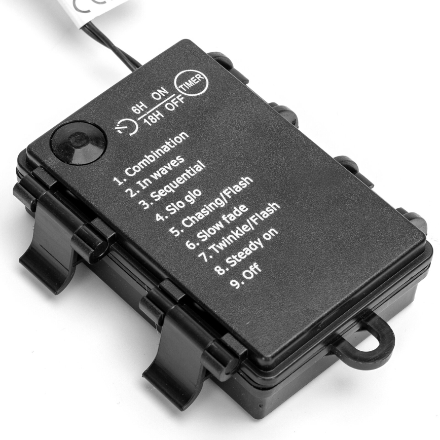 Aigostar-LED Zewnętrzny świąteczny łańcuch świetlny 300xLED/8 funkcji 3xAA 15,3m IP44 ciepła biała