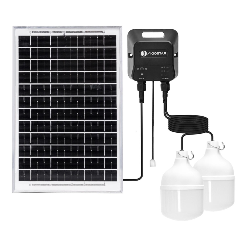 Aigostar - LED Żyrandol solarny 2xLED/35W/12V 6000 mAh 6500K śr. 10 cm + pilot zdalnego sterowania
