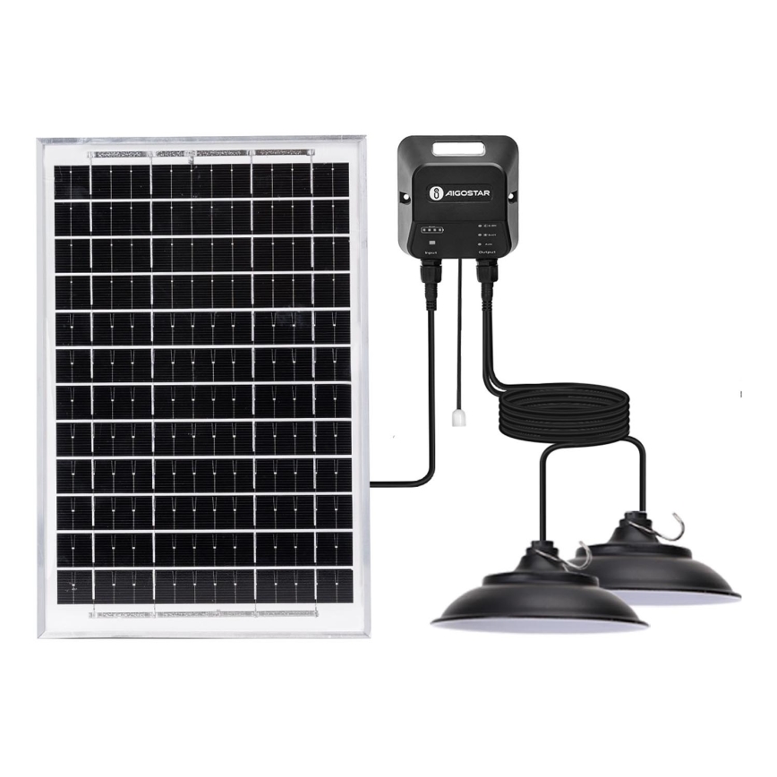 Aigostar - LED Żyrandol solarny z czujnikiem 2xLED/35W/12V 6000 mAh 6500K śr. 15 cm + pilot zdalnego sterowania