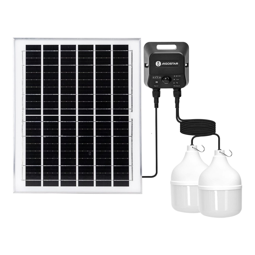 Aigostar - LED Żyrandol solarny z czujnikiem 2xLED/70W/12V 12000 mAh 6500K śr. 12 cm + pilot zdalnego sterowania