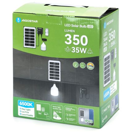 Aigostar - LED Żyrandol solarny z czujnikiem LED/35W/12V 3000 mAh 6500K śr. 10 cm + pilot zdalnego sterowania