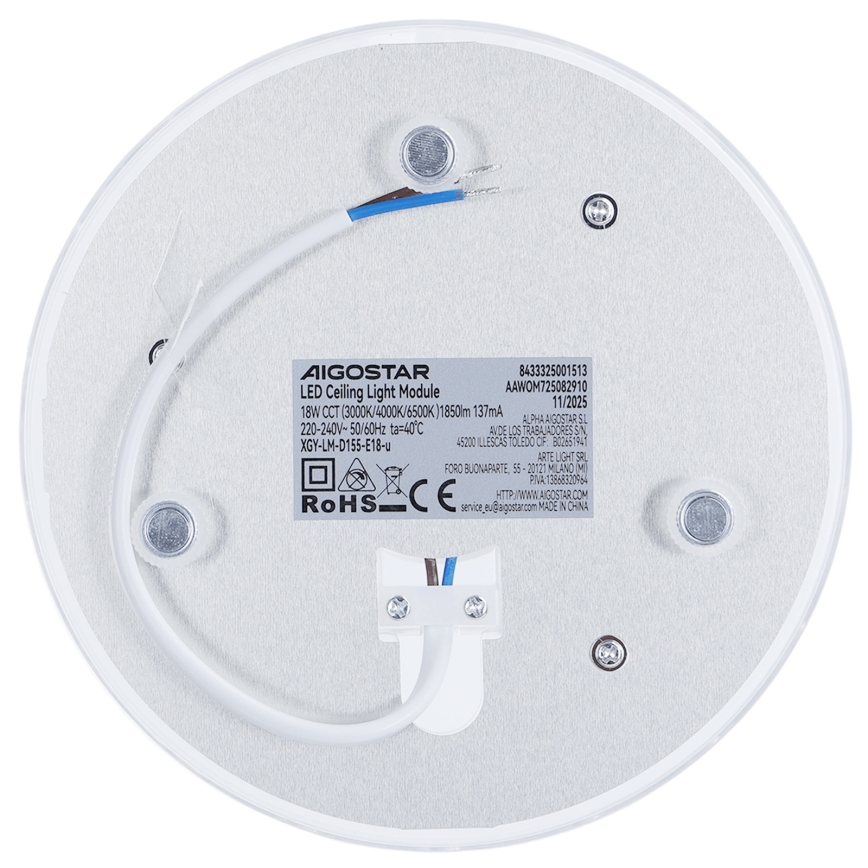 Aigostar - Magnetyczny moduł LED/18W/230V 3000/4000/6500K