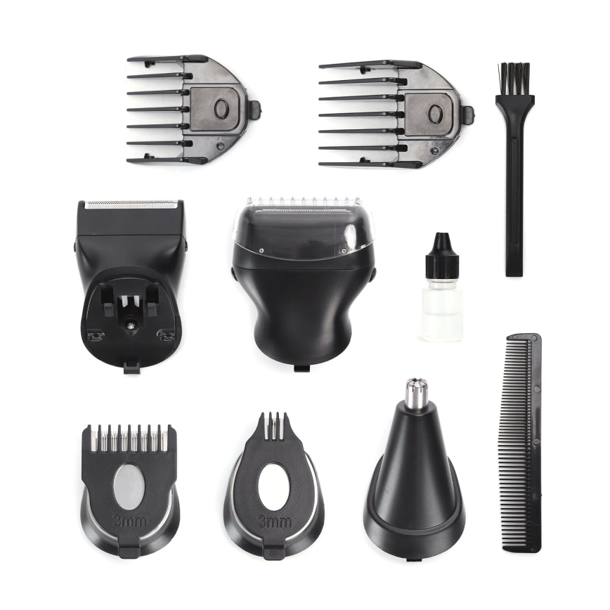 Aigostar - Maszynka do strzyżenia włosów z akcesoriami 6w1 5W/5V czarna