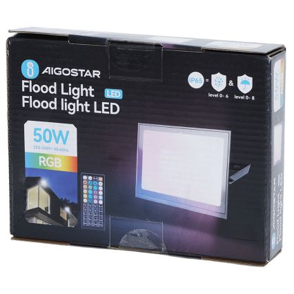 Aigostar - Reflektor LED RGB LED/50W/230V IP65 + pilot zdalnego sterowania