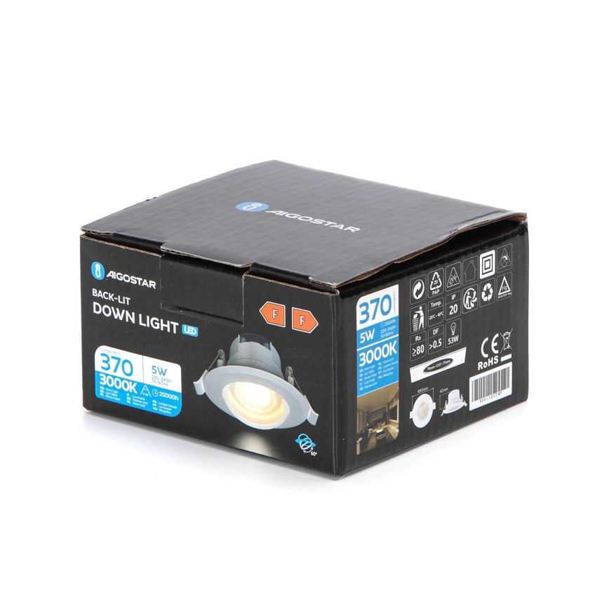 Aigostar - Niski panel LED 5W/230V 3000K średnica 8,5 cm biały
