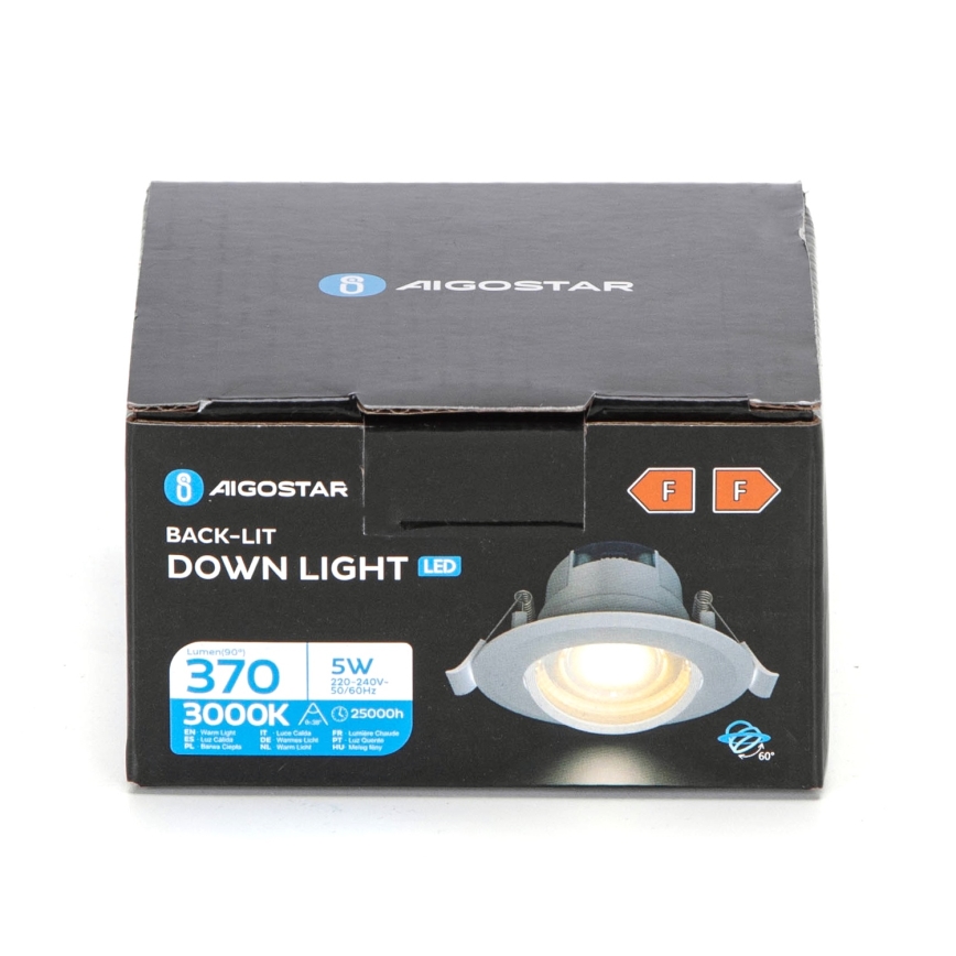 Aigostar - Niski panel LED 5W/230V 3000K średnica 8,5 cm biały