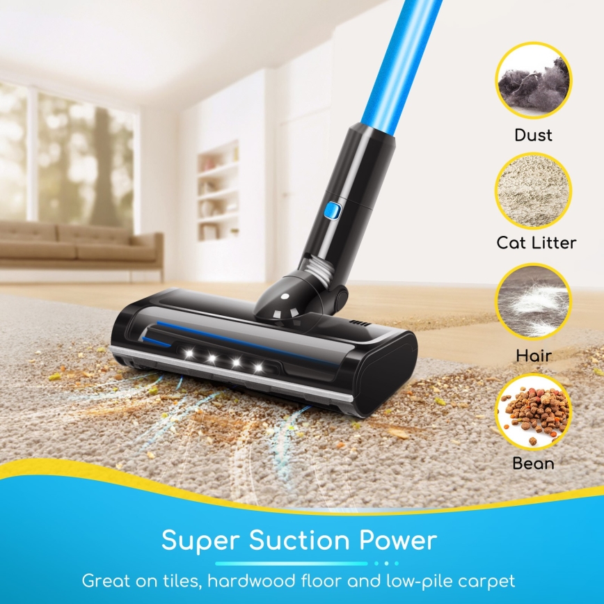 Aigostar - Odkurzacz ręczny stojący 4w1 250W/2200 mAh 230V niebieski/czarne