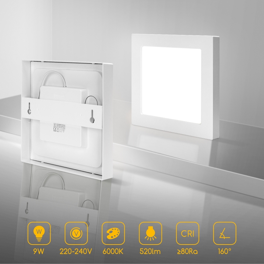 Aigostar - Oprawa sufitowa natynkowa LED/9W/230V 6000K 12,2x12,2 cm biała