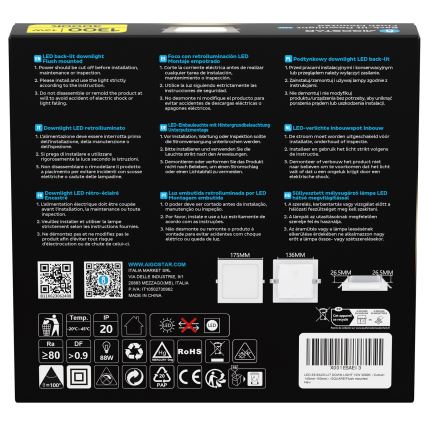 Aigostar - Oprawa sufitowa wpuszczana LED/12W/230V 3000K 17,5x17,5 cm biała