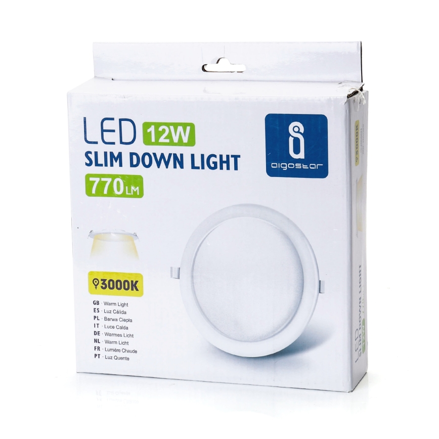 Aigostar - Oprawa sufitowa wpuszczana LED/12W/230V 3000K śr. 17 cm biała