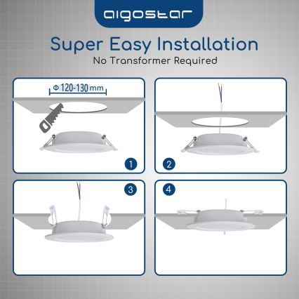 Aigostar - Łazienkowa oprawa do sufitu podwieszanego LED/15W/230V 4000K IP44 śr. 14,5 cm biała