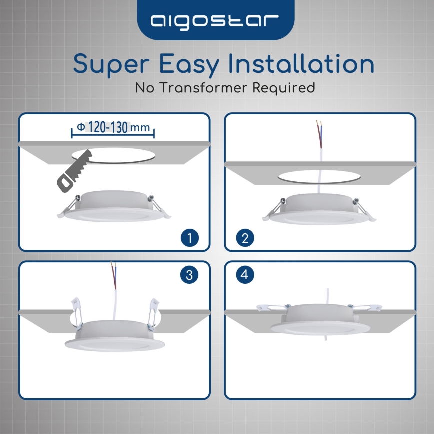 Aigostar - Łazienkowa oprawa do sufitu podwieszanego LED/15W/230V 4000K IP44 śr. 14,5 cm biała