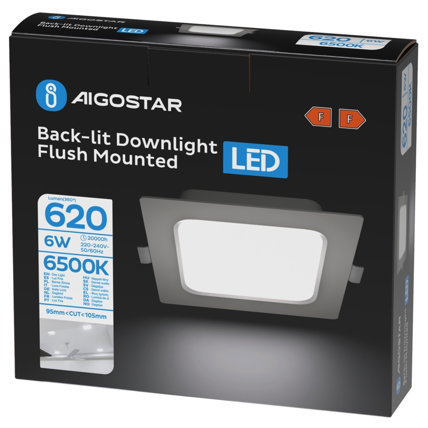 Aigostar - Oprawa sufitowa wpuszczana LED/6W/230V 6500K 12x12 cm biała
