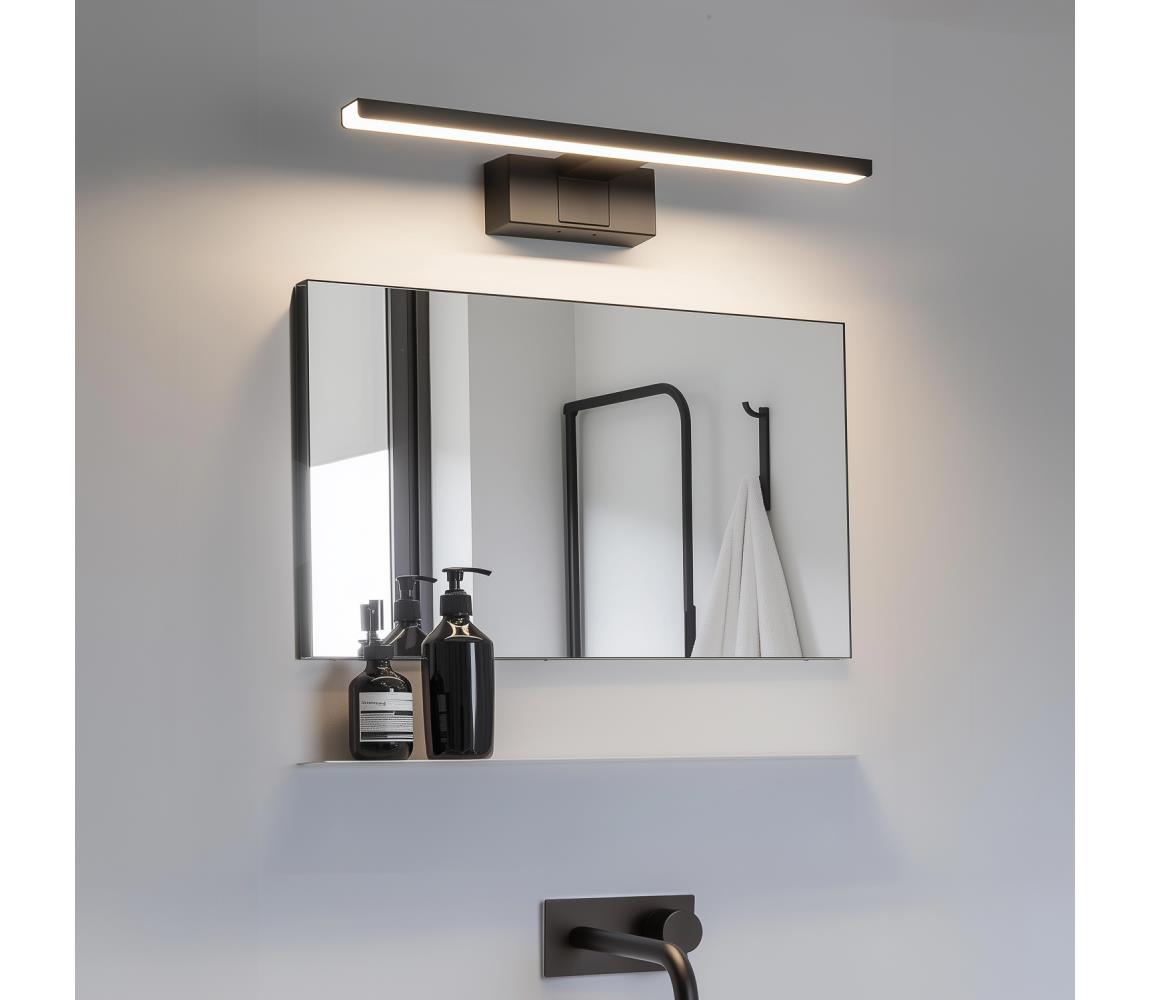- Oświetlenie LED do lustra łazienkowego, 8 W, 230 V, 4000 K, 40 cm, IP44, czarne