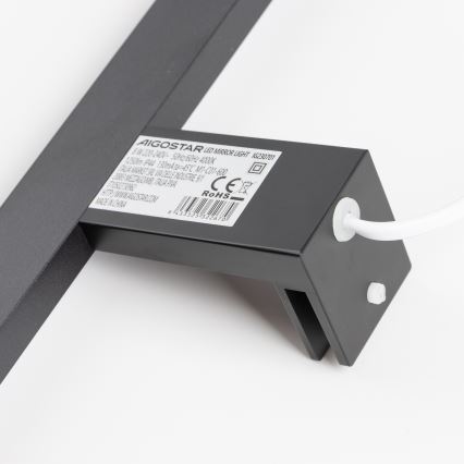 Aigostar - Oświetlenie LED do lustra łazienkowego, 8 W, 230 V, 4000 K, 40 cm, IP44, czarne