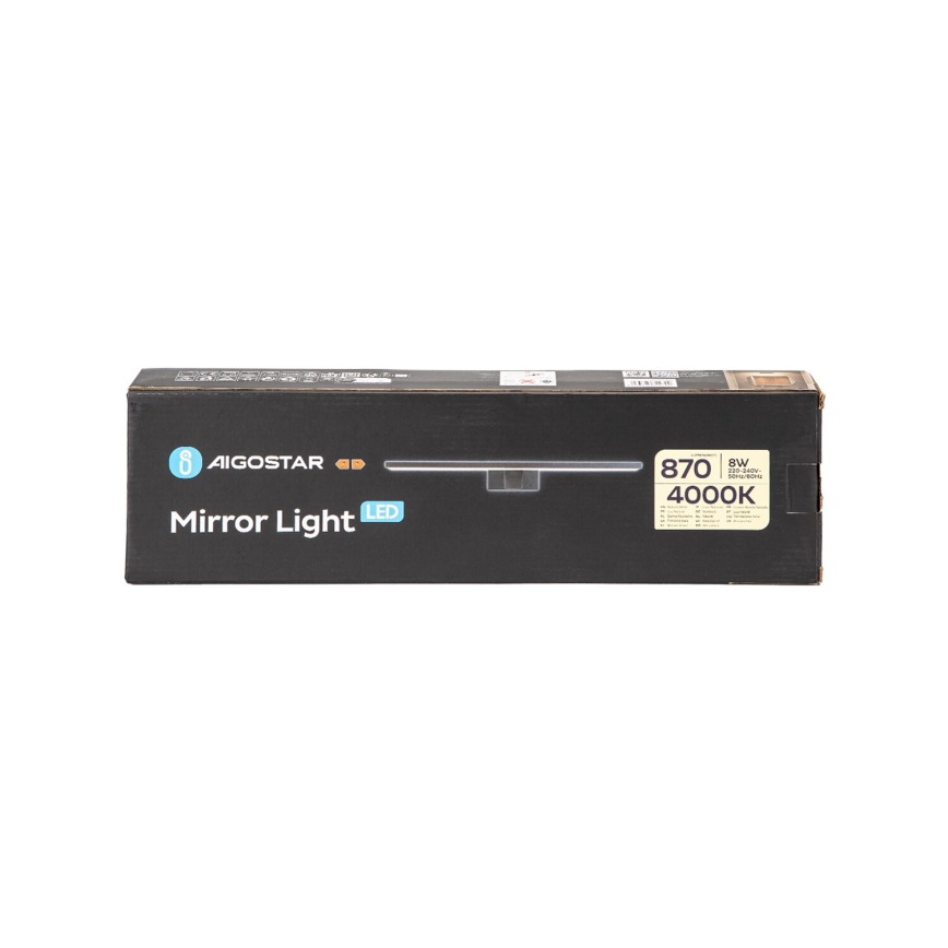 Aigostar - Oświetlenie LED do lustra łazienkowego LED/8W/230V 4000K 40 cm IP44 czarny