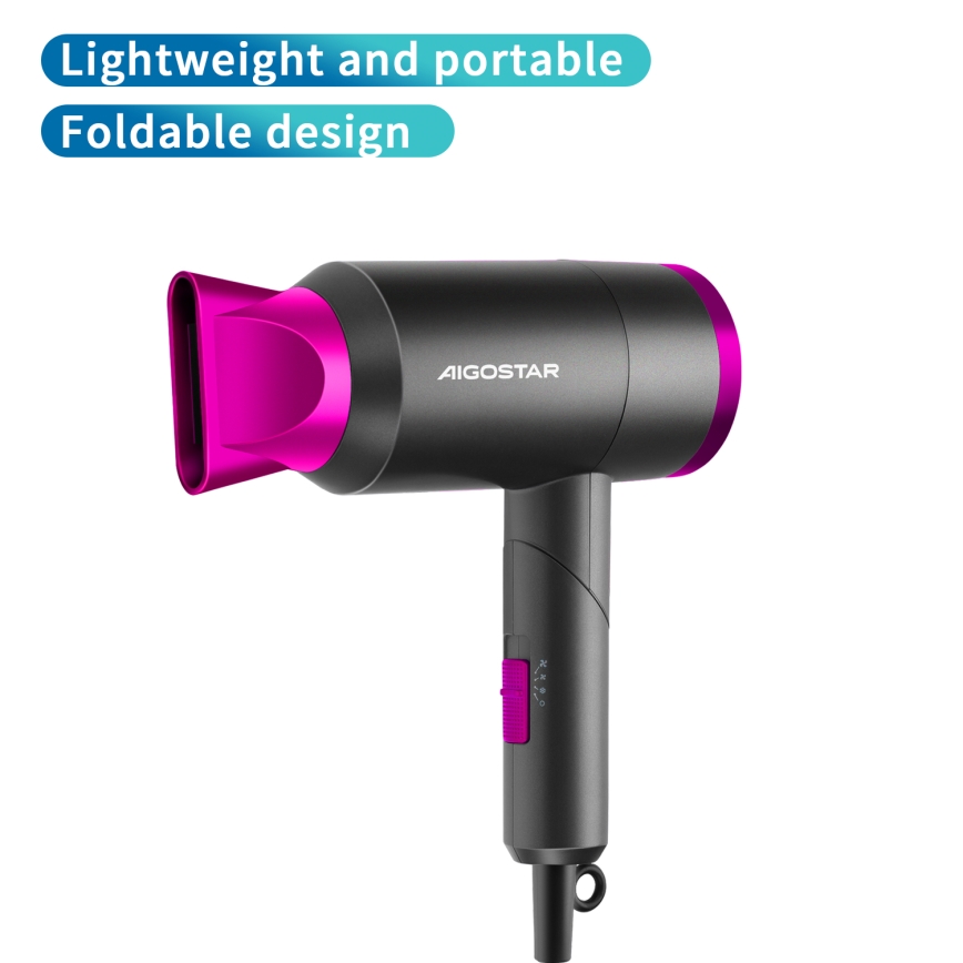 Aigostar - Podróżna suszarka do włosów 1800W/230V fioletowa/czarna