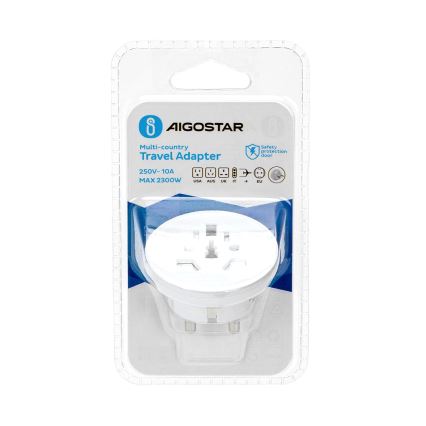 Aigostar - Podróżny adapter do UE, biały