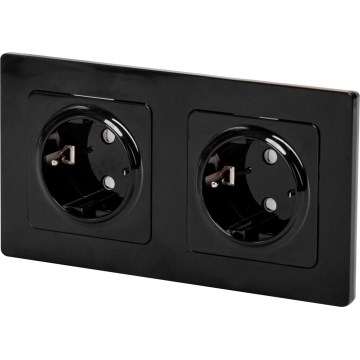 Aigostar - Podwójne gniazdo elektryczne do domu z ramką SCHUKO 230V/16A czarne