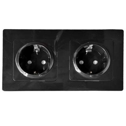 Aigostar - Podwójne gniazdo elektryczne do domu z ramką SCHUKO 230V/16A czarne