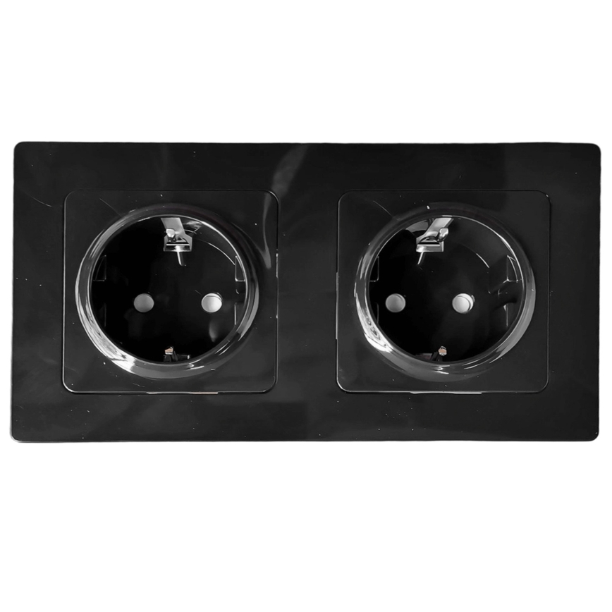 Aigostar - Podwójne gniazdo elektryczne do domu z ramką SCHUKO 230V/16A czarne