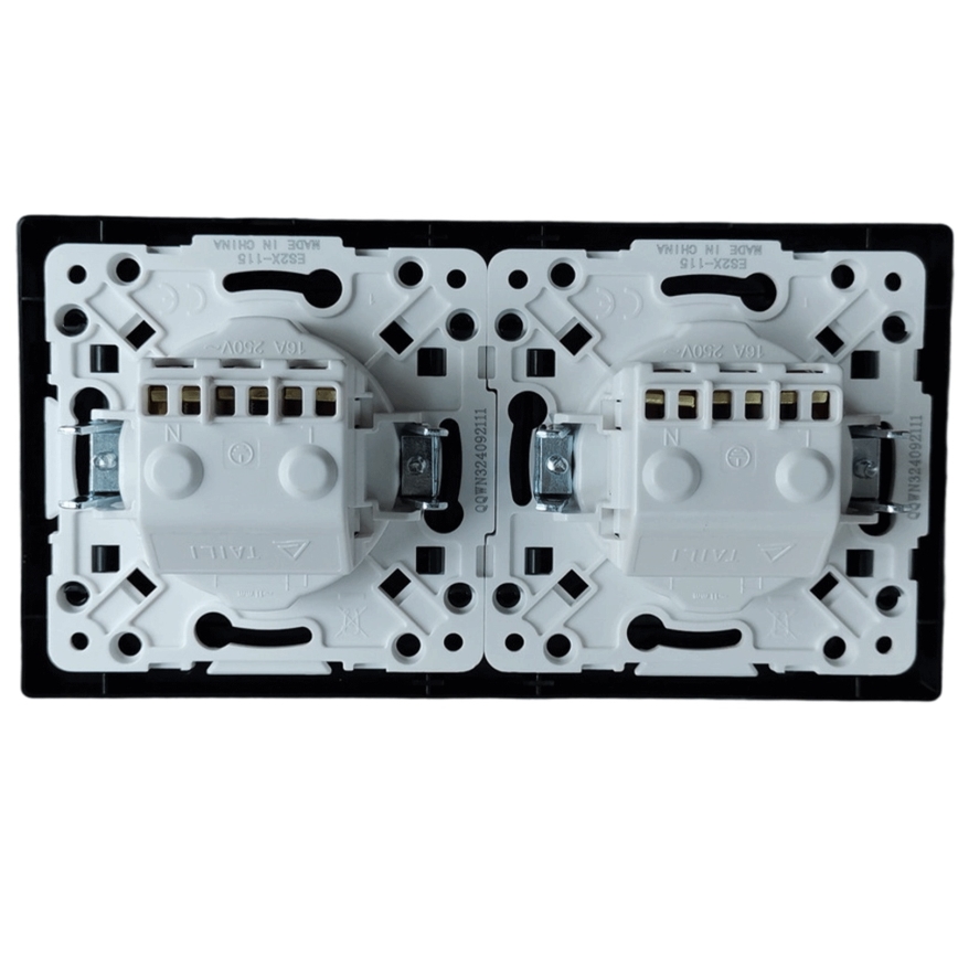 Aigostar - Podwójne gniazdo elektryczne do domu z ramką SCHUKO 230V/16A czarne