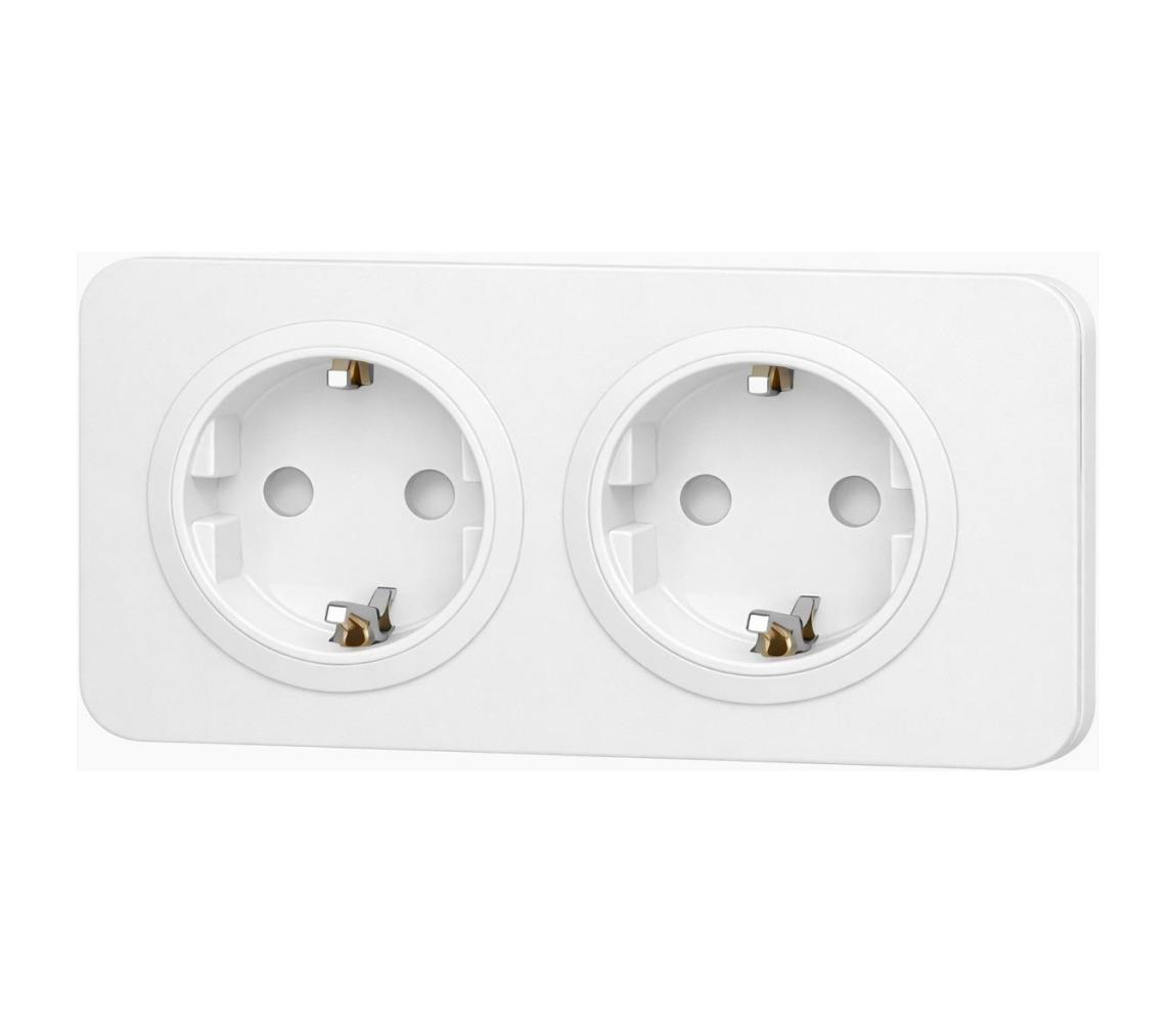 - Podwójne gniazdo ścienne SCHUKO z ramką 250V/16A białe